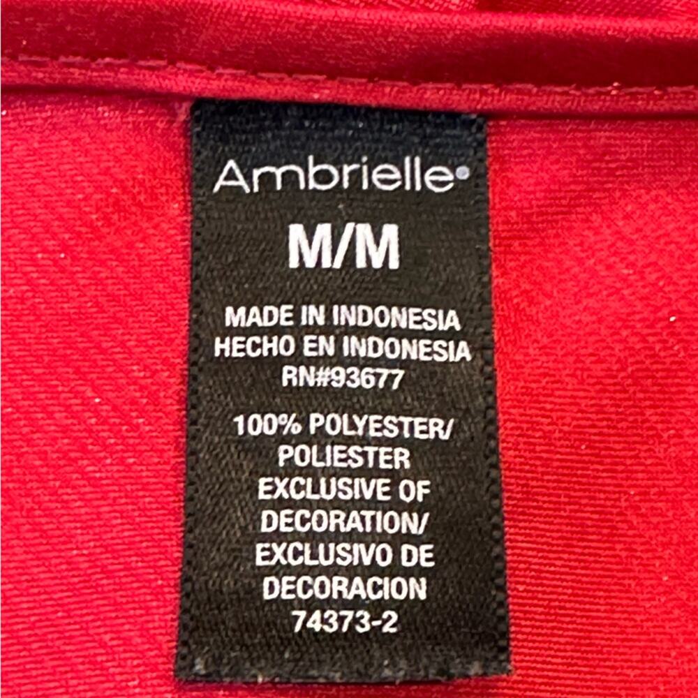 Ambrielle Womens Medium Red Satin Negligée 2 Piece Set Gown & Robe - Picture 6 of 13